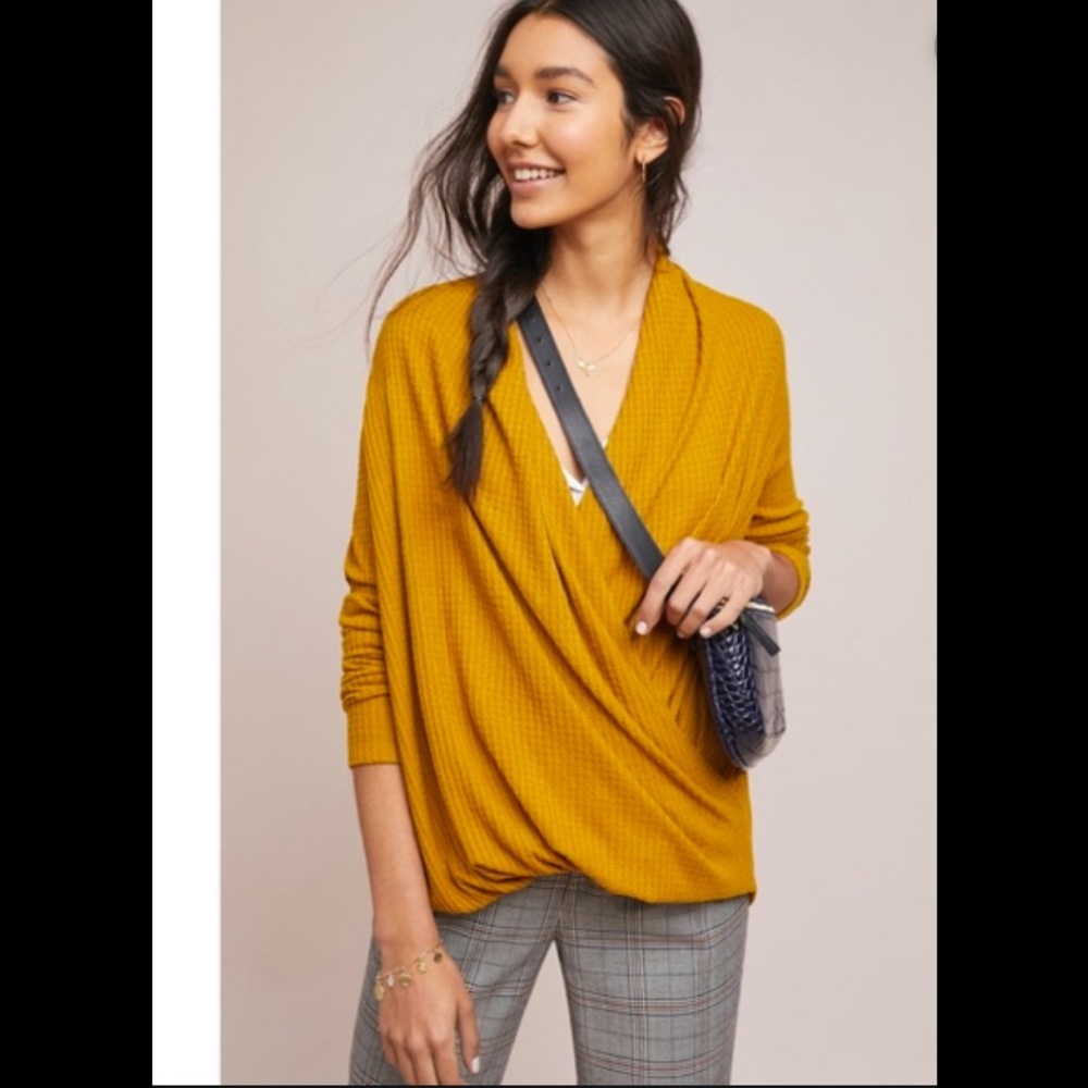 Mustard Anthropologie Woodruff Top